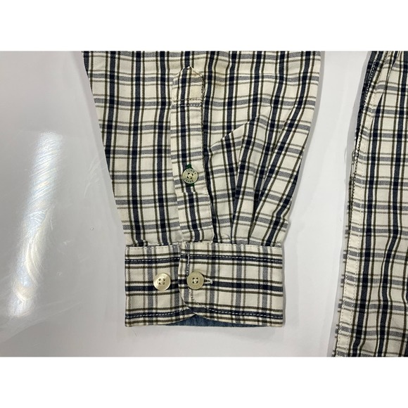 Men’s Tommy Jeans Size Large Button Up Blue White Denim Style Plaid Button Up - Picture 7 of 12